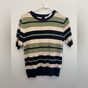 Philosophy Olive and Black Striped Blouse